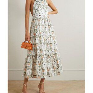 AGUA BENDITA open-back embroidered printed midi dress